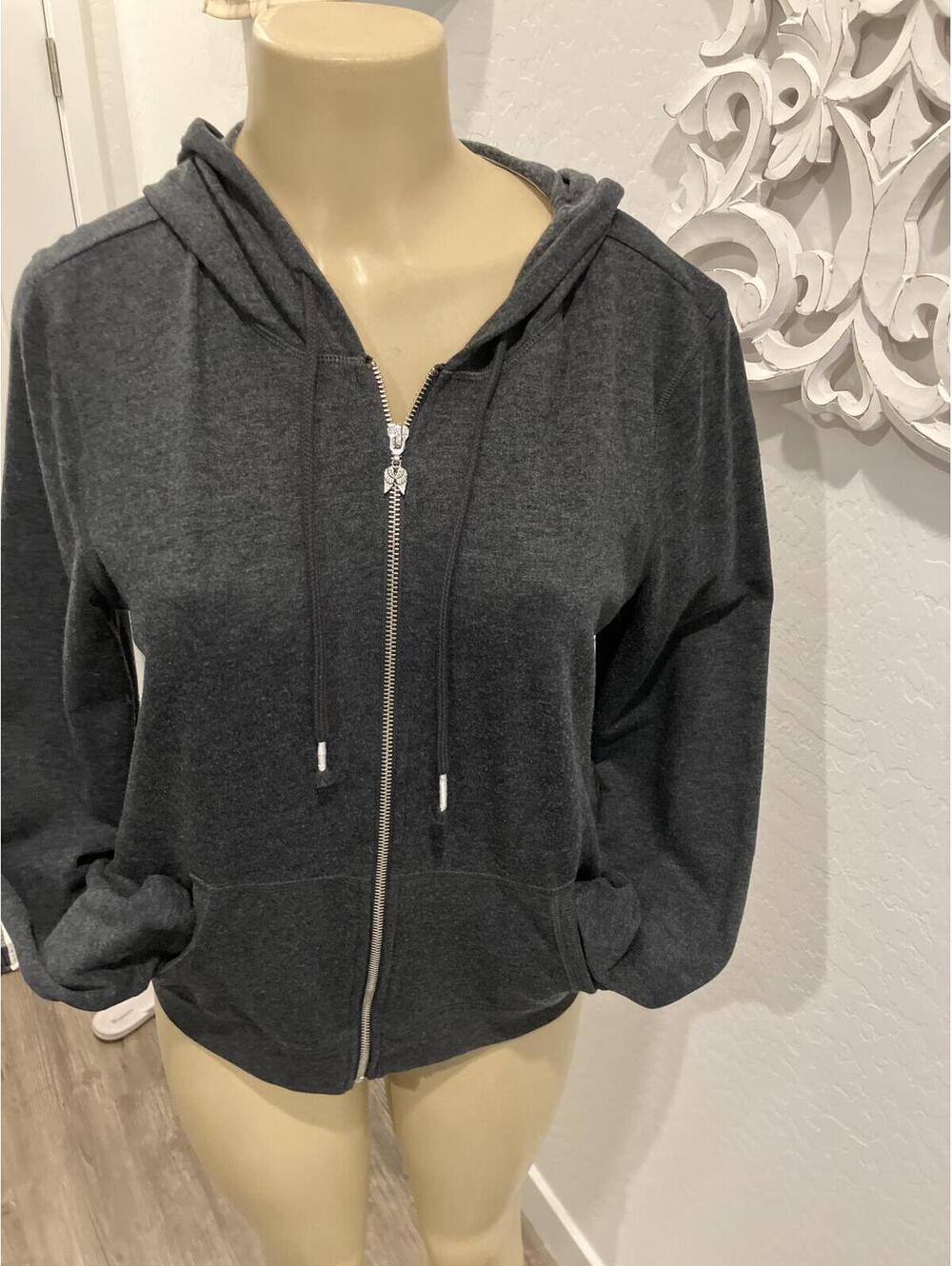 Pre-Luv Victoria's Secret Dark Gray Full Zip Graphic Hoodie
